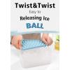 imageDOQAUS 4 Pack Round Ice Cube Trays with lid and Bin Easy Pop Out with Cover for Freezer Compact Storage Ice Bucket Kits Scoop for Baby Food Cocktail CoffeeLight Blue