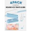 imageDOQAUS 4 Pack Round Ice Cube Trays with lid and Bin Easy Pop Out with Cover for Freezer Compact Storage Ice Bucket Kits Scoop for Baby Food Cocktail CoffeeLight Blue