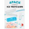 imageDOQAUS Ice Cube Tray with Lid and Bin 4 Pack Easy Pop Out Silicone Ices Cubes Trays for Freezer with Cover Stackable Compact Ice Bucket Kits for Soup Food Cocktail CoffeeLight Blue