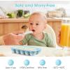 imageDOQAUS Ice Cube Tray with Lid and Bin 4 Pack Silicone Plastic Ice Cubes Trays for Freezer with BoxContainer Stackable with Storage Iced Bucket Kits Scoop for Soup Food Cocktail CoffeeLake Blue