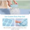 imageDOQAUS Ice Cube Tray with Lid and Bin 4 Pack Silicone Plastic Ice Cubes Trays for Freezer with BoxContainer Stackable with Storage Iced Bucket Kits Scoop for Soup Food Cocktail CoffeeLake Blue