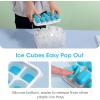 imageDOQAUS Ice Cube Tray with Lid and Bin 4 Pack Silicone Plastic Ice Cubes Trays for Freezer with BoxContainer Stackable with Storage Iced Bucket Kits Scoop for Soup Food Cocktail CoffeeBlue