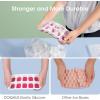 imageDOQAUS Ice Cube Tray with Lid and Bin 4 Pack Silicone Plastic Ice Cubes Trays for Freezer with BoxContainer Stackable with Storage Iced Bucket Kits Scoop for Soup Food Cocktail CoffeeLight Pink