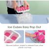 imageDOQAUS Ice Cube Tray with Lid and Bin 4 Pack Silicone Plastic Ice Cubes Trays for Freezer with BoxContainer Stackable with Storage Iced Bucket Kits Scoop for Soup Food Cocktail CoffeeLight Pink