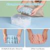 imageDOQAUS Ice Cube Tray with Lid and Bin 4 Pack Silicone Plastic Ice Cubes Trays for Freezer with BoxContainer Stackable with Storage Iced Bucket Kits Scoop for Soup Food Cocktail CoffeeLake Blue