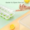 imageDOQAUS Ice Cube Tray with Lid and Bin 4 Pack Silicone Plastic Ice Cubes Trays for Freezer with BoxContainer Stackable with Storage Iced Bucket Kits Scoop for Soup Food Cocktail CoffeeGreen