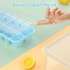 imageDOQAUS Ice Cube Tray with Lid and Bin 4 Pack Silicone Plastic Ice Cubes Trays for Freezer with BoxContainer Stackable with Storage Iced Bucket Kits Scoop for Soup Food Cocktail CoffeeLake Blue