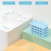imageDOQAUS Ice Cube Tray with Lid and Bin 4 Pack Silicone Plastic Ice Cubes Trays for Freezer with BoxContainer Stackable with Storage Iced Bucket Kits Scoop for Soup Food Cocktail CoffeeLake Blue