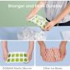 imageDOQAUS Ice Cube Tray with Lid and Bin 4 Pack Silicone Plastic Ice Cubes Trays for Freezer with BoxContainer Stackable with Storage Iced Bucket Kits Scoop for Soup Food Cocktail CoffeeGreen