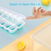 imageDOQAUS Ice Cube Tray with Lid and Bin 4 Pack Silicone Plastic Ice Cubes Trays for Freezer with BoxContainer Stackable with Storage Iced Bucket Kits Scoop for Soup Food Cocktail CoffeeBlue