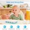 imageDOQAUS Ice Cube Tray with Lid and Bin 4 Pack Silicone Plastic Ice Cubes Trays for Freezer with BoxContainer Stackable with Storage Iced Bucket Kits Scoop for Soup Food Cocktail CoffeeBlue