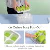 imageDOQAUS Ice Cube Tray with Lid and Bin 4 Pack Silicone Plastic Ice Cubes Trays for Freezer with BoxContainer Stackable with Storage Iced Bucket Kits Scoop for Soup Food Cocktail CoffeeGreen