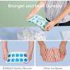 imageDOQAUS Ice Cube Tray with Lid and Bin 4 Pack Silicone Plastic Ice Cubes Trays for Freezer with BoxContainer Stackable with Storage Iced Bucket Kits Scoop for Soup Food Cocktail CoffeeBlue