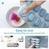 imageDOQAUS Ice Cube Trays 4 Pack 56 pcs Silicone Ice Cubes Tray Maker with SpillResistant Removable Lid Easy Release ampamp Pop out LFGB and BPA Free Stackable Flexible for Soup Food Cocktail CoffeeLake Blue
