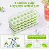 imageDOQAUS Ice Cube Trays 4 Pack 56 pcs Silicone Ice Cubes Tray Maker with SpillResistant Removable Lid Easy Release ampamp Pop out LFGB and BPA Free Stackable Flexible for Soup Food Cocktail CoffeeGreen