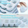 imageDOQAUS Ice Cube Trays 4 Pack 56 pcs Silicone Ice Cubes Tray Maker with SpillResistant Removable Lid Easy Release ampamp Pop out LFGB and BPA Free Stackable Flexible for Soup Food Cocktail CoffeeLake Blue