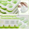 imageDOQAUS Ice Cube Trays 4 Pack 56 pcs Silicone Ice Cubes Tray Maker with SpillResistant Removable Lid Easy Release ampamp Pop out LFGB and BPA Free Stackable Flexible for Soup Food Cocktail CoffeeGreen