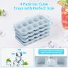 imageDOQAUS Ice Cube Trays 4 Pack 56 pcs Silicone Ice Cubes Tray Maker with SpillResistant Removable Lid Easy Release ampamp Pop out LFGB and BPA Free Stackable Flexible for Soup Food Cocktail CoffeeLake Blue