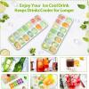 imageDOQAUS Ice Cube Trays 4 Pack 56 pcs Silicone Ice Cubes Tray Maker with SpillResistant Removable Lid Easy Release ampamp Pop out LFGB and BPA Free Stackable Flexible for Soup Food Cocktail CoffeeGreen