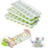 imageDOQAUS Ice Cube Trays 4 Pack 56 pcs Silicone Ice Cubes Tray Maker with SpillResistant Removable Lid Easy Release ampamp Pop out LFGB and BPA Free Stackable Flexible for Soup Food Cocktail CoffeeGreen