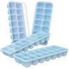 imageDOQAUS Ice Cube Trays 4 Pack 56 pcs Silicone Ice Cubes Tray Maker with SpillResistant Removable Lid Easy Release ampamp Pop out LFGB and BPA Free Stackable Flexible for Soup Food Cocktail CoffeeLake Blue