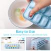 imageDOQAUS Ice Cube Trays 4 Pack 56 pcs Silicone Ice Cubes Tray Maker with SpillResistant Removable Lid Easy Release ampamp Pop out LFGB and BPA Free Stackable Flexible for Soup Food Cocktail CoffeeLake Blue