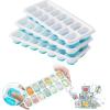 imageDOQAUS Ice Cube Trays 4 Pack 56 pcs Silicone Ice Cubes Tray Maker with SpillResistant Removable Lid Easy Release ampamp Pop out LFGB and BPA Free Stackable Flexible for Soup Food Cocktail CoffeeLight Blue