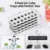 imageDOQAUS Ice Cube Trays 4 Pack 56 pcs Silicone Ice Cubes Tray Maker with SpillResistant Removable Lid Easy Release ampamp Pop out LFGB and BPA Free Stackable Flexible for Soup Food Cocktail CoffeeNight Black