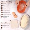 imageDOQAUS Silicone Banneton Bread Proofing Basket Set of 2 Sourdough Bread Baking Supplies Including 10 inch Oval Proofing Basket ampamp Linen Liners Baking Mat Dough Scrapers Bread Lame Danish Whisk