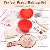 imageDOQAUS Silicone Banneton Bread Proofing Basket Set of 2 Sourdough Bread Baking Supplies Including 9 inch Round Proofing Basket ampamp Linen Liners Baking Mat Dough Scrapers Bread Lame Danish Whisk