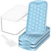 imageDOQAUS 4 Pack Round Ice Cube Trays with lid and Bin Easy Pop Out with Cover for Freezer Compact Storage Ice Bucket Kits Scoop for Baby Food Cocktail CoffeeLight Blue