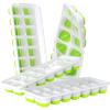 imageDOQAUS Ice Cube Trays 4 Pack 56 pcs Silicone Ice Cubes Tray Maker with SpillResistant Removable Lid Easy Release ampamp Pop out LFGB and BPA Free Stackable Flexible for Soup Food Cocktail CoffeeGreen