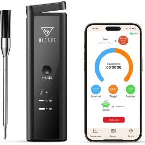 imageDOQAUS 520FT Wireless Meat Thermometer Extra Long Range Bluetooth 100 Waterproof for Oven Grill Smoker BBQ