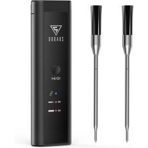 imageDOQAUS 520FT Wireless Meat Thermometer Extra Long Range Bluetooth Meat Thermometer Wireless Oven Grill Smoker Cooking BBQ