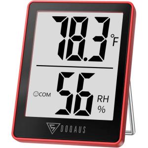 imageDOQAUS Digital Hygrometer Indoor Thermometer Humidity Gauge Room Thermometer with 5s Fast Refresh Accurate Temperature Humidity Monitor for Home Bedroom Baby Room Office Greenhouse Cellar RedRed Black
