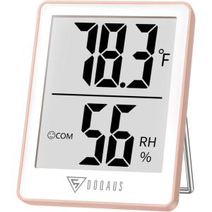 imageDOQAUS Digital Hygrometer Indoor Thermometer Humidity Meter Room Thermometer with 5s Fast Refresh Accurate Temperature Humidity Monitor for Home Bedroom Baby Room Office Greenhouse Cellar Pink