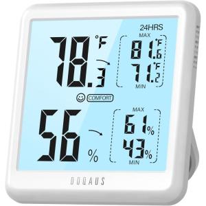 imageDOQAUS Digital Hygrometer Indoor Thermometer for House Room Thermometer with 3s Fast Refresh ampamp Max Min Records Temperature Monitor Humidity Meter with Backlight WhiteWhite