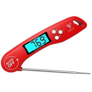 imageDOQAUS Digital Meat Thermometer 2 Pack Instant Read Food Thermometer for Cooking Kitchen Probe with Backlit ampamp Reversible Display Cooking Temperature for Turkey Bread Baking SourdoughLight Red