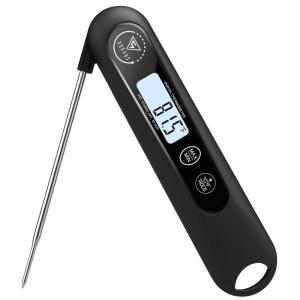 imageDOQAUS Digital Meat Thermometer Instant Read Food Thermometer for Cooking Kitchen Probe with Backlit Cooking Temperature Probe for Turkey Grill BBQ Baking Bread SourdoughBlack