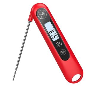 imageDOQAUS Digital Meat Thermometer Instant Read Food Thermometer for Cooking Kitchen Probe with Backlit Cooking Temperature Probe for Turkey Grill BBQ Baking Bread SourdoughRed
