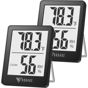 imageDOQAUS Humidity Meter 2 Pack Room Thermometer Indoor Hygrometer with 5s Fast Refresh Temperature Humidity Monitor Meter for Baby Room Living Room Basement Greenhouse OfficeBlack