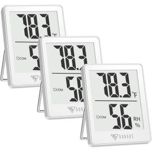 imageDOQAUS Humidity Meter 2 Pack Room Thermometer Indoor Hygrometer with 5s Fast Refresh Temperature Humidity Monitor Meter for Baby Room Living Room Basement Greenhouse OfficeWhite