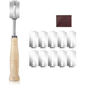 imageDOQAUS Premium Bread Lame Sourdough Scoring Tool with 10 Blades ampamp Leather Cover Stainless Steel Scoring Tool for Bread Baking Easy to Lame Bread ampamp Clean Bread Making Tools Gifts for Baker