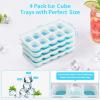 imageDOQAUS Ice Cube Trays 4 Pack 56 pcs Silicone Ice Cubes Tray Maker with SpillResistant Removable Lid Easy Release ampamp Pop out LFGB and BPA Free Stackable Flexible for Baby Food Cocktail CoffeeLight Blue