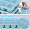 imageDOQAUS Ice Cube Trays 4 Pack 56 pcs Silicone Ice Cubes Tray Maker with SpillResistant Removable Lid Easy Release ampamp Pop out LFGB and BPA Free Stackable Flexible for Baby Food Cocktail CoffeeLake Blue