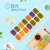 imageDOQAUS Ice Cube Trays 4 Pack 56 pcs Silicone Ice Cubes Tray Maker with SpillResistant Removable Lid Easy Release ampamp Pop out LFGB and BPA Free Stackable Flexible for Baby Food Cocktail CoffeeLight Blue