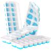 imageDOQAUS Ice Cube Trays 4 Pack 56 pcs Silicone Ice Cubes Tray Maker with SpillResistant Removable Lid Easy Release ampamp Pop out LFGB and BPA Free Stackable Flexible for Baby Food Cocktail CoffeeLight Blue