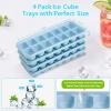 imageDOQAUS Ice Cube Trays 4 Pack 56 pcs Silicone Ice Cubes Tray Maker with SpillResistant Removable Lid Easy Release ampamp Pop out LFGB and BPA Free Stackable Flexible for Baby Food Cocktail CoffeeLake Blue