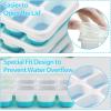 imageDOQAUS Ice Cube Trays 4 Pack 56 pcs Silicone Ice Cubes Tray Maker with SpillResistant Removable Lid Easy Release ampamp Pop out LFGB and BPA Free Stackable Flexible for Baby Food Cocktail CoffeeLight Blue