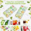 imageDOQAUS Ice Cube Trays 4 Pack 56 pcs Silicone Ice Cubes Tray Maker with SpillResistant Removable Lid Easy Release ampamp Pop out LFGB and BPA Free Stackable Flexible for Baby Food Cocktail CoffeeGreen